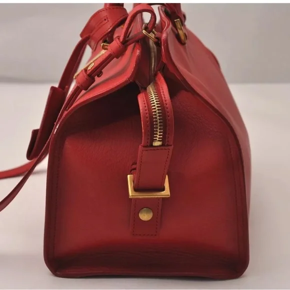 YVES SAINT LAURENT Cabas 2Way Shoulder Tote Bag Leather Red - Picture 3 of 11